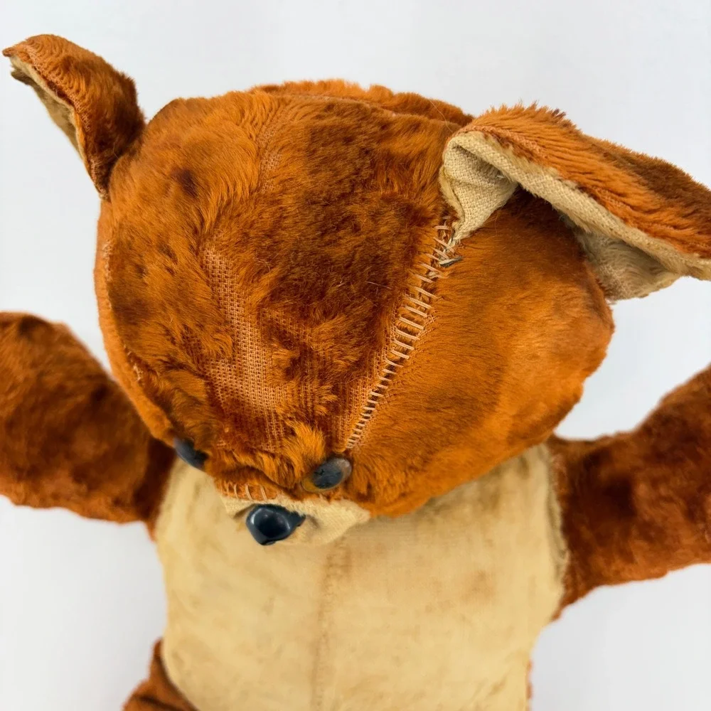 Vintage 60s Brown Tan Plush Teddy Bear Stuffed Animal Shabby Chic Well Loved